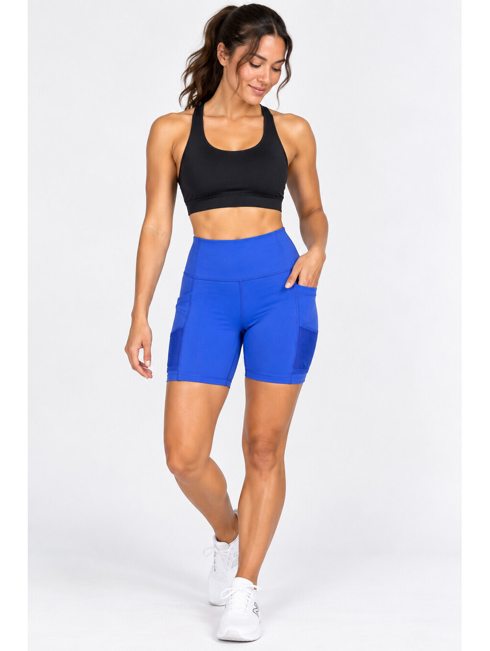 Athleta Ultimate Advantage Shorts Women M Blue High Rise Side Pockets Athletic